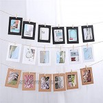 SXCYU DIY Kraftpapier Bilderrahmen Hängende Wand Fotos Album 10 Stück Kombination Papierrahmen mit Clips 2M Seil Home Decoration Craft Multi 5 Zoll