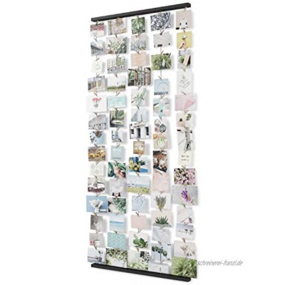 UMBRA Hangit XL Fotowand – Collagenbilderrahmen mit Drahtgarn und Mini Wäscheklammern zum Aufhängen von Fotos Bildern Postkarten und Kunst Schwarz Einheitsgröße