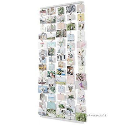 Umbra Hangit XL Fotowand – Collagenbilderrahmen mit Drahtgarn und Mini Wäscheklammern zum Aufhängen von Fotos Bildern Postkarten und Kunst Einheitsgröße