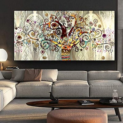 Baum des Lebens von Gustav Klimt Landschaft Wandkunst Leinwand Poster und Drucke Wandkunst Bild für Wohnzimmer Wohnkultur 30X60cm rahmenlos