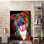 Graffiti Abstrakte Hund Wandkunst Zunge raus Leinwand Gemälde Poster Bilder Aquarell für Kinderzimmer Dekor 40X60cm Rahmenlos