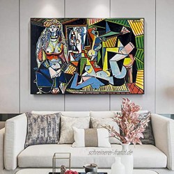 Leinwand Kunst Vintage Home Decor Gemälde Pablo Picasso Frauen von Algier Poster und Drucke Wandkunst Bild für Wohnzimmer 80x120cm 32x47in Innenrahmen