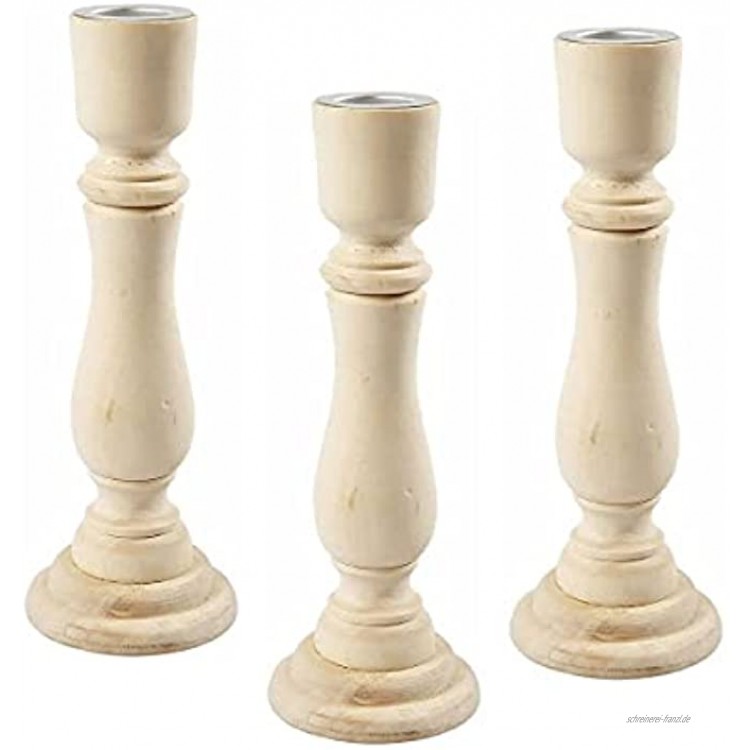 Kerzenhalter Kerzenständer aus gedrechseltem Holz für Bastelprojekte 3 Stück mit Kerzentüllen Ø INNEN: ca. 20 mm