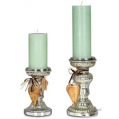 levandeo 2er Set Kerzenständer H21cm H17cm Kerzenhalter Tischdeko Kerzenleuchter Deko Glas