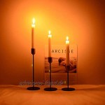 LHGOGO Kerzenständer 3er Set,24 19 14 cm Stabkerze Metall Deko Kerzenleuchter Kreativ Vintage Kerzen Ständer für Weihnachts Hochzeit Essen Schwarz Gold