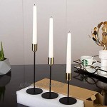 LHGOGO Kerzenständer 3er Set,24 19 14 cm Stabkerze Metall Deko Kerzenleuchter Kreativ Vintage Kerzen Ständer für Weihnachts Hochzeit Essen Schwarz Gold