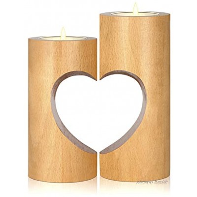 ChasBete Kerzenhalter Holz Teelichthalter Set Unity Herz Teelicht Kerzenhalter Romantisch Tischdeko Wohnzimmer