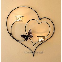 DanDiBo Wandteelichthalter Herz 39 cm Schwarz Teelichthalter Metall Wandleuchter Kerze