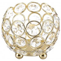 FTVOGUE Kristall-Teelichthalter für Kamin und Kandelaber für Jubiläen moderne Heimdekoration Hochzeit Couchtisch Tafelaufsätze 8 cm Gold