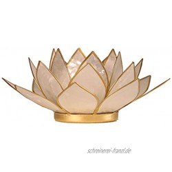Lotus Teelicht Kerzenhalter aus Capiz Muscheln in hellblau