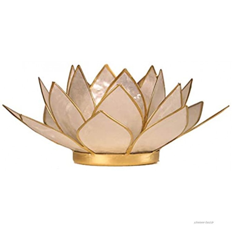Lotus Teelicht Kerzenhalter aus Capiz Muscheln in hellblau