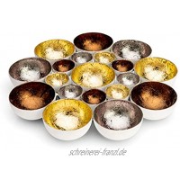 ZEYA Teelichthalter Gold Silber kupferfarben Ø 21 cm | Deko Wohnzimmer | perfekte Tisch Dekoration für Weihnachten | Metall