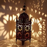 Casa Moro Marokkanische Eisen-Laterne Anwal H-90 cm x breite 25 cm edelrost-braun für draußen & Innen | hängend & stehend | Kunsthandwerk aus Marokko | L1664