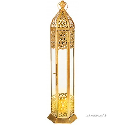 Orientalische Laterne aus Metall & Glas Muluk klar | orientalisches Windlicht | Marokkanische Glaslaterne für innen | Marokkanisches Gartenwindlicht für draußen als Gartenlaterne