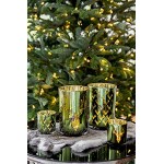 EDZARD Windlicht Teelichtglas Kerzenglas Alex in grün Hirsch-Design Höhe 18 cm Durchmesser 12 cm