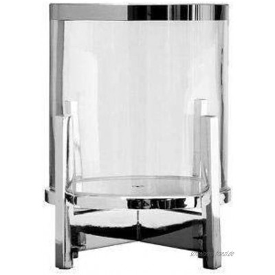 Fink Charles Windlicht mit Glas Eisen vernickelt Glas silberfarben klar Höhe 22 cm Durchmesser 14 5 cm 159598