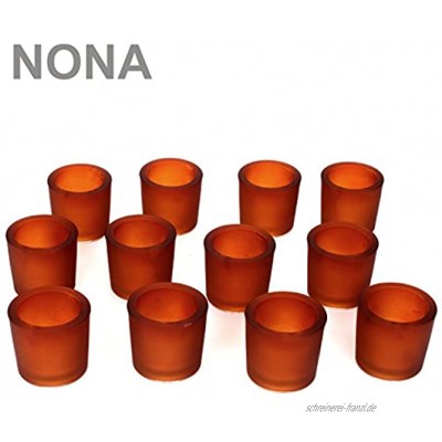NoNa 12er Set 6 cm Teelichtglas Glas Orange Terrakotta Kerzenglas Windlicht Kerzengläser