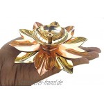SSR 4 Stück Blumen-Design mehrfarbig Messing Lotus Akhand Kuber Diya mit Spiegel-Finish Basis Diya Jyot Puja für Zuhause Öllampe für Anbetung Deepak