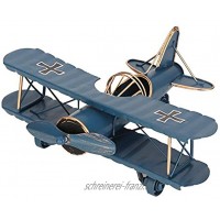 Hztyyier Vintage Flugzeug Modell Schmiedeeisen Flugzeuge Doppeldecker für Foto Requisiten Weihnachten Home Decor OrnamentBlau