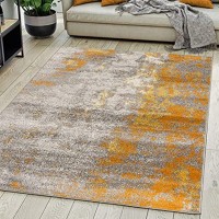 Carpeto Rugs Modern Teppich Abstrakt Muster Kurzflor Teppich für Wohnzimmer Schlafzimmer Esszimmer Versch. Größen und Farben Orange Grau 120 x 170 cm