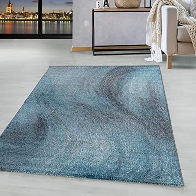 HomebyHome Kurzflor Teppich Blau Grau Muster Verwischt Marmoriert Wohnzimmerteppich Weich Farbe:Blau Grösse:160x230 cm