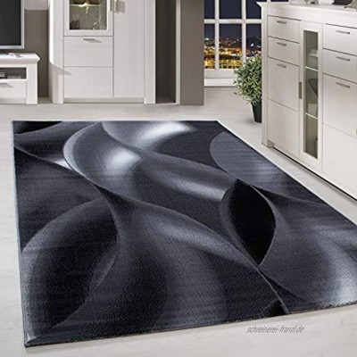 HomebyHome Kurzflor Teppich Schattenmuster Wohnzimmerteppich Hellgrau Schwarz Meliert Grösse:120x170 cm