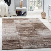 Paco Home Designer Teppich Modern Wohnzimmer Teppiche Kurzflor Karo Meliert Braun Beige Grösse:70x140 cm