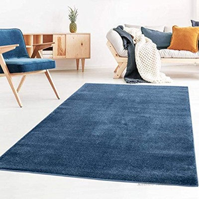 Taracarpet Kurzflor-Designer Uni Teppich extra weich fürs Wohnzimmer Schlafzimmer Esszimmer oder Kinderzimmer Gala dunkel-blau 080x150 cm