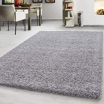 Teppich hochflor Shaggy Teppich modern einfarbig langflor Wohnzimmer teppiche Maße:160 cm x 230 cm Farbe:Hellgrau