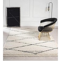 the carpet Bahar Shaggy Hochflor 35 mm Langflor Wohnzimmer Teppich Muster Creme-Schwarz 160x230 cm