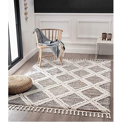 the carpet Vera Handmade-Look 3D Effekt Rauten-Muster Breit Hochflor 30 mm Super Weicher Wohnzimmer Teppich 120x170 cm