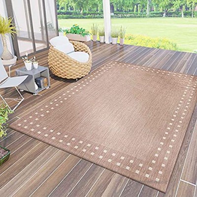VIMODA Robuster Flachgewebe Teppich In- und Outdoor Tauglich Farbe:Beige Maße:160 x 230 cm