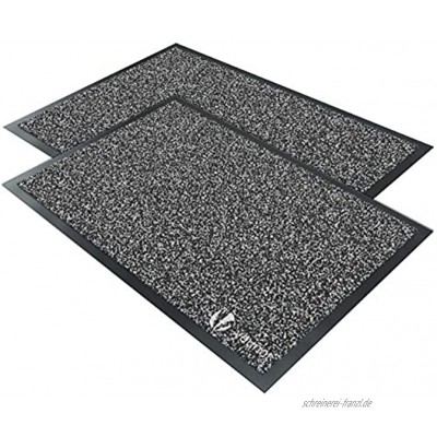 VOUNOT 2er-Set Fußmatte für Haustür Innen und Außen Schmutzfangmatte Waschbar Türmatte rutschfest Anthrazit-Schwarz 40x60cm