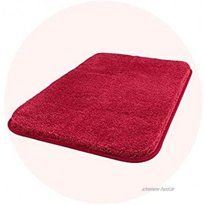 Carvapet rutschfest Badematte Badezimmerteppich Wasserabsorbierend Badvorleger für Badezimmer Bodenmatte Weiche Plüsch Mikrofaser Badteppich Duschvorleger Rot 50x80cm