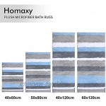 Homaxy rutschfest Badematten Set 2 teilig Mikrofaser Saugfähige Badteppich Set Weich Hochflor Badvorleger Set –40 x 60 cm + 50 x 80 cm Blau Grau