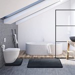 MEKO Memory Foam Badematte 2 Set Anti Rutsch Badteppich und saugfähiger U-förmiger Konturteppich Fußmatte für Badezimmer Dusch maschinenwaschbar und super weich Schwarz