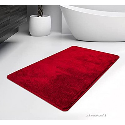 Meral Home Badezimmerteppich rot groß 80 x 150 cm weich rutschfest waschbar Badematte Badteppich für Badezimmer Badvorleger für Bad und Toilette