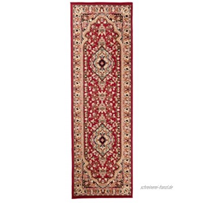 Carpeto Orientteppich Läufer Teppich Rot 70 x 200 cm Medaillon Muster Kurzflor Verona Kollektion