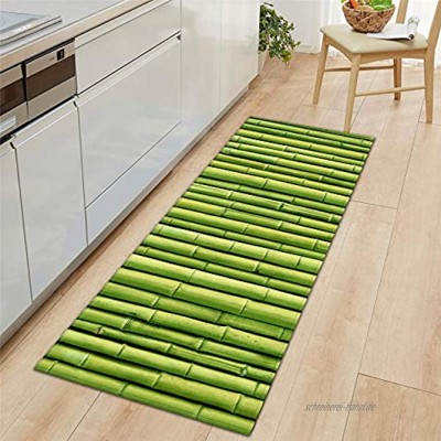 Küchenteppiche Küchenläufer,3D Grüne Bambus Küchenmatte rutschfest Waschbar Gepolsterte Küche Teppiche und Läufer für drinnen und draußen 60x90cm