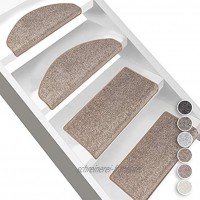 Floordirekt Velours-Stufenmatten Sundae | Halbrund oder Eckig | Treppenmatten in 6 Farben | Strapazierfähig & pflegeleicht | Stufenteppich für Innen Beige Halbrund 56 x 19 cm