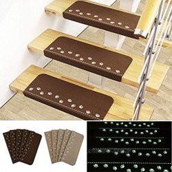 N U 15er Set Stufenmatten Treppenmatten Nachtleuchtend,Treppen Lärmschutz rutschfest Selbstklebende Treppenteppich,für Kinder Älteste und Haustiere Braun 15er Set