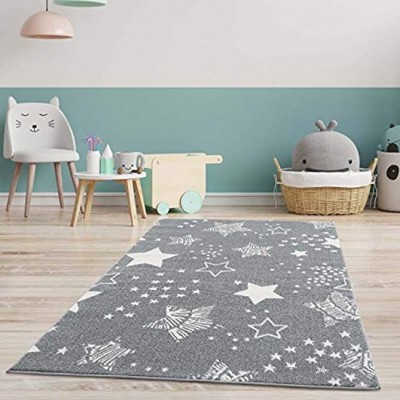 carpet city Kinderteppich Läufer Sterne Sternen-Himmel 80x150 cm Grau Kinderzimmer Teppich Modern