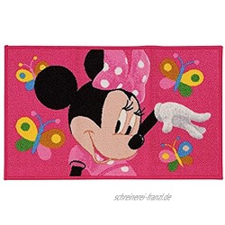Kinder Teppich Kinderteppich Minnie Mouse Butterfly Teppich Kinderspielteppich Wandteppich Minnie Maus rosa ca 170 x 100 cm