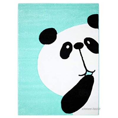MyShop24 Teppich Kinderteppich mit Panda-Bär Hochwertig in schönem Design in 4 Farben für Kinderzimmer Größe in cm:160 x 230 cm Farbe:Türkis