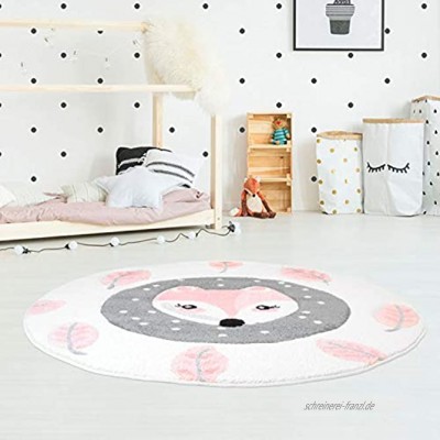 Spielteppich Tiermotiv Rosa Flachflor 120x120 cm Kinderzimmer Teppiche