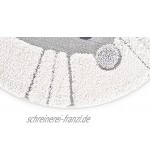 Teppich Löwe Rund 120x120cm Weiß-Grau weicher Hochflor mit robustem Flachgewebe kombiniert