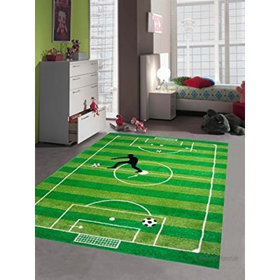 Traum Kinderteppich Spielteppich Kinderzimmerteppich Fußballteppich in Grün Größe 120x170 cm