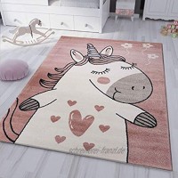 VIMODA kinderzimmer kinderteppich Pony Einhorn Teppich Flauschig für Kinderzimmer Spielzimmer Maße:160x230 cm