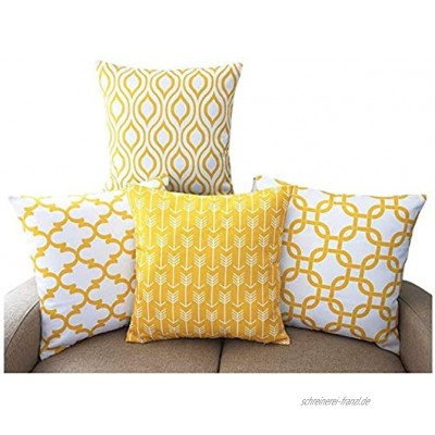 TIDWIACE Gelb Kissenbezüge Baumwolle und Leinen Kissenhüllen mit Geometrischen Mustern für Sofa Haus Zimmer Auto Deko Zierkissenbezüge 45 x 45 cm,4 er Pack