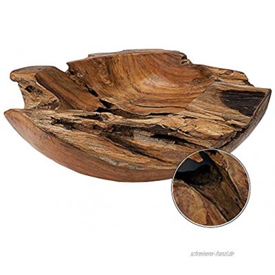 Cepewa Holzschale XL aus Teak Holz in Handarbeit gefertigt | Dekoschale | große Obstschale rund und länglich 40 60 cm Ø 40 cm